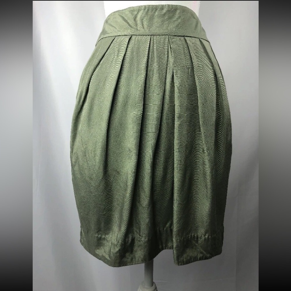 Anthropologie Odille Sage Green A-Line Pleated Skirt Size 4